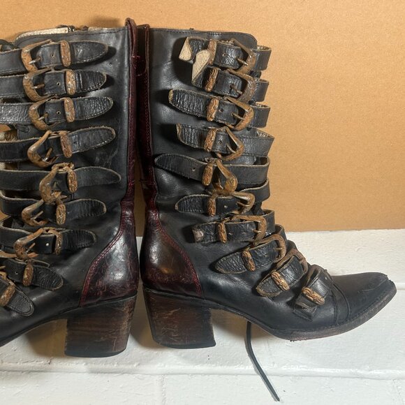 Rare Vintage Freebird by Steven Stoke Boots Dark Brown Size 6 - Picture 7 of 16